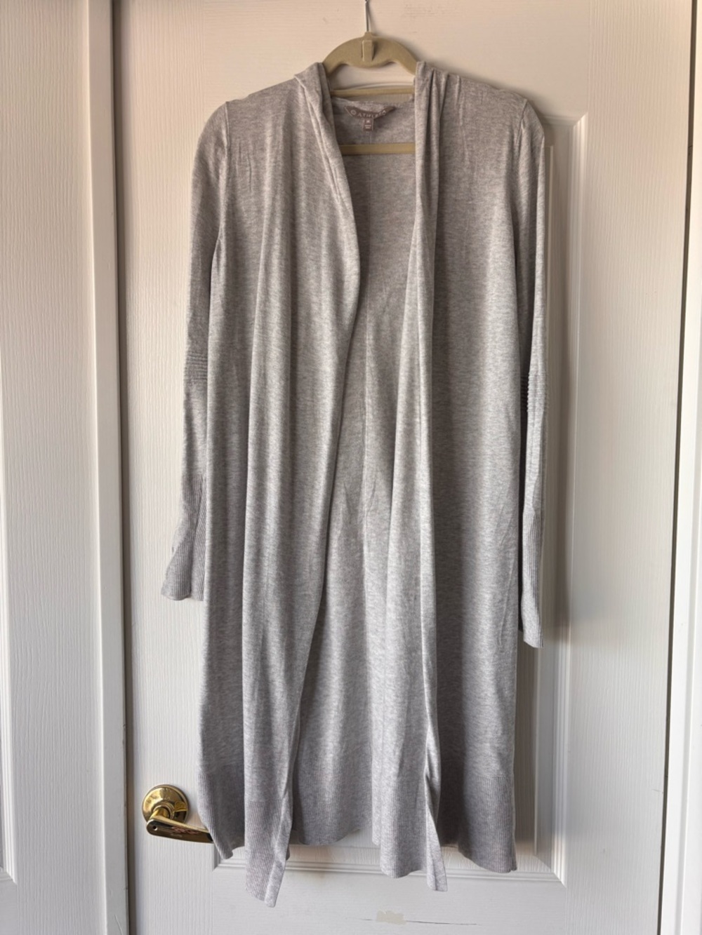 Athleta Enlighten Cardigan Sweater Silk Blend Hoodie Long Length Size Medium